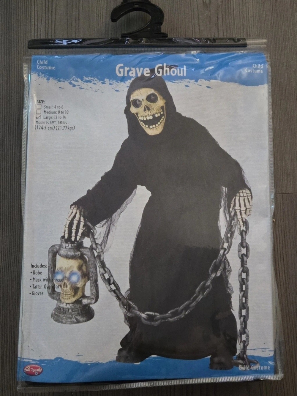 Fun World Grave Ghoul Boys Halloween Costume Large 12-14 Skeleton NWT